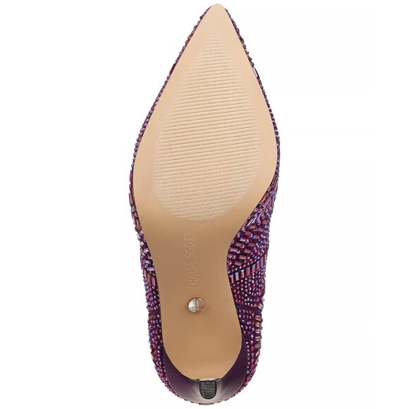 120$ Thalia Sodi Kami Embellished Rhinestone Dress Ankle Booties Size 8 Purple - Picture 5 of 5